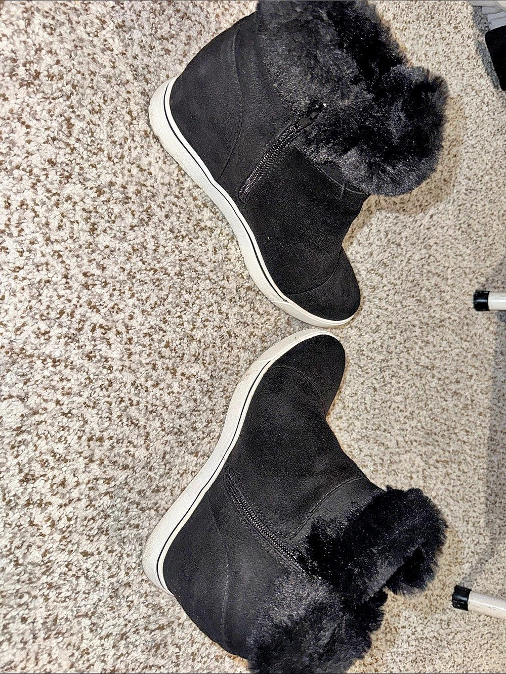 Black Fur Trim Sneakers